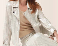 Insight Metallic Moto Jacket in silver - women's jacket - alternate view