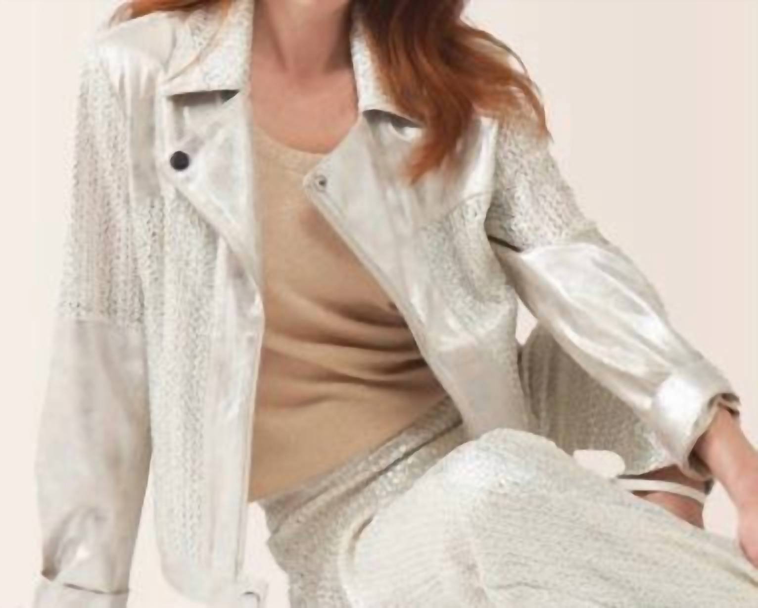 Insight Metallic Moto Jacket in silver - women's jacket - alternate view