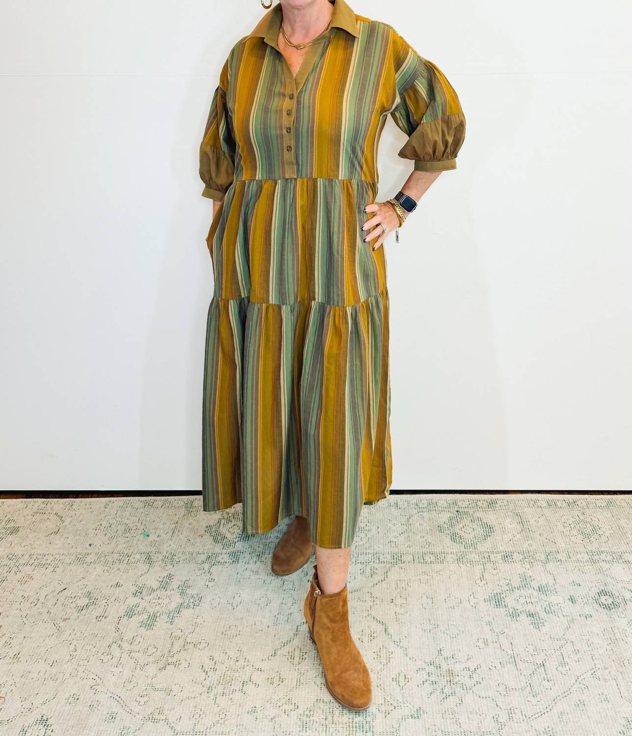 Ivy Jane - Variegated Striped Midi Dress