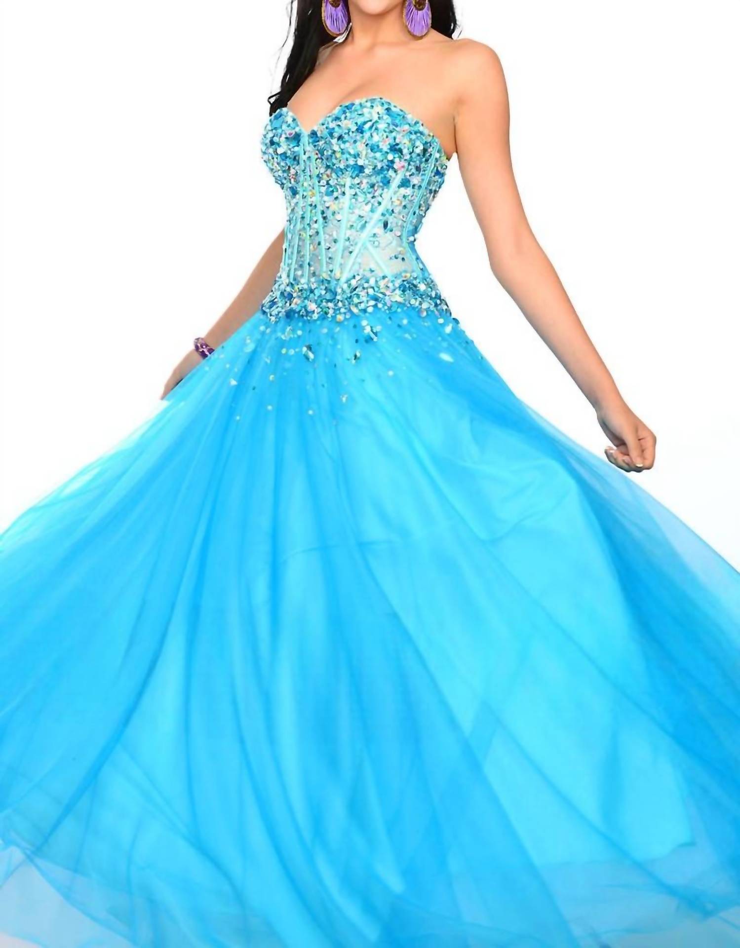 Precious Formals - Fully-sheer Glitzy Ballgown