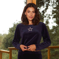 Lauren James - Dallas Cowboys Velour Star Top With Rhinestone Logo