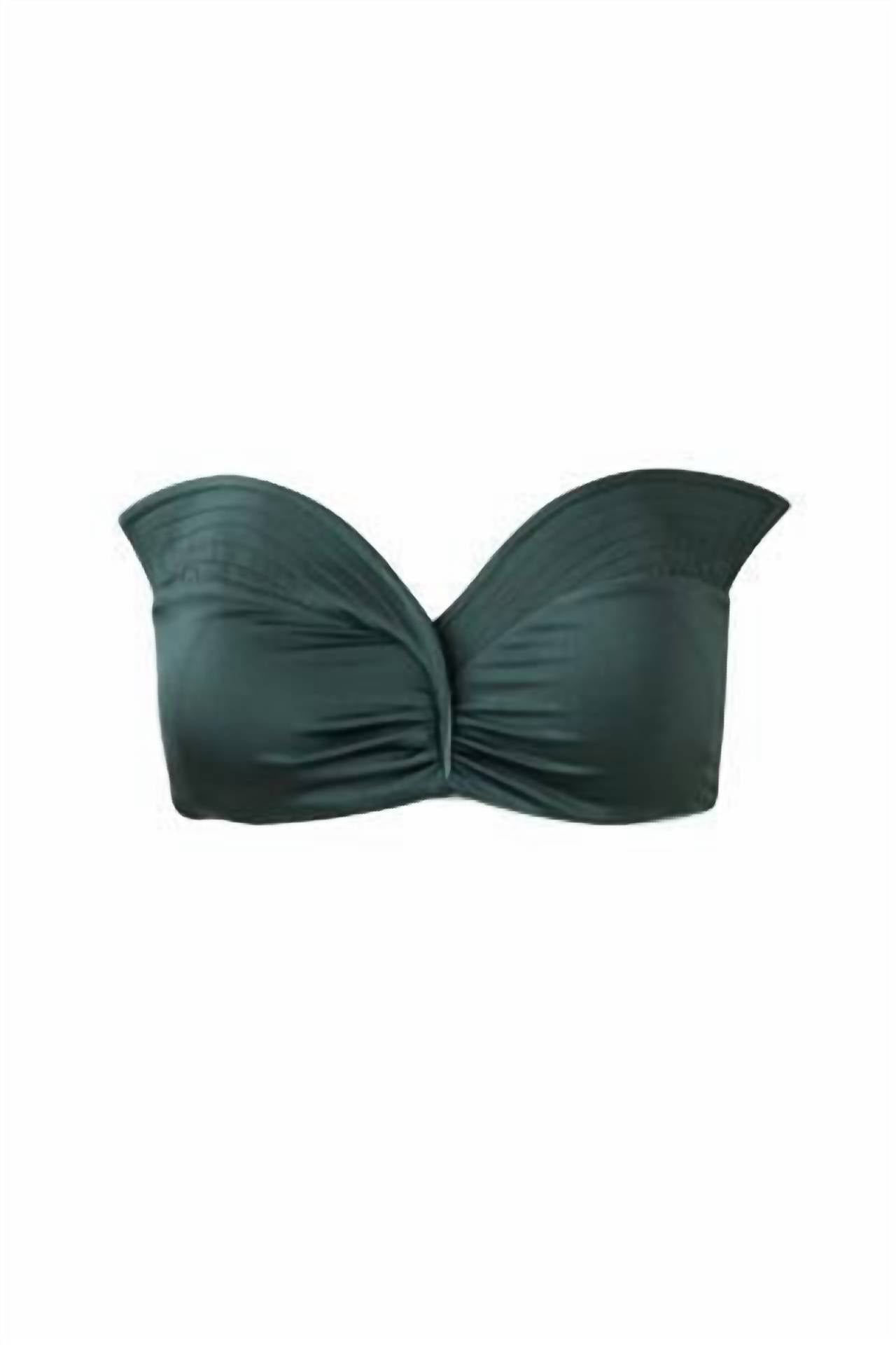 JUAN DE DIOS Women's Victoria Top in army green squares - women's swimwear - detail view