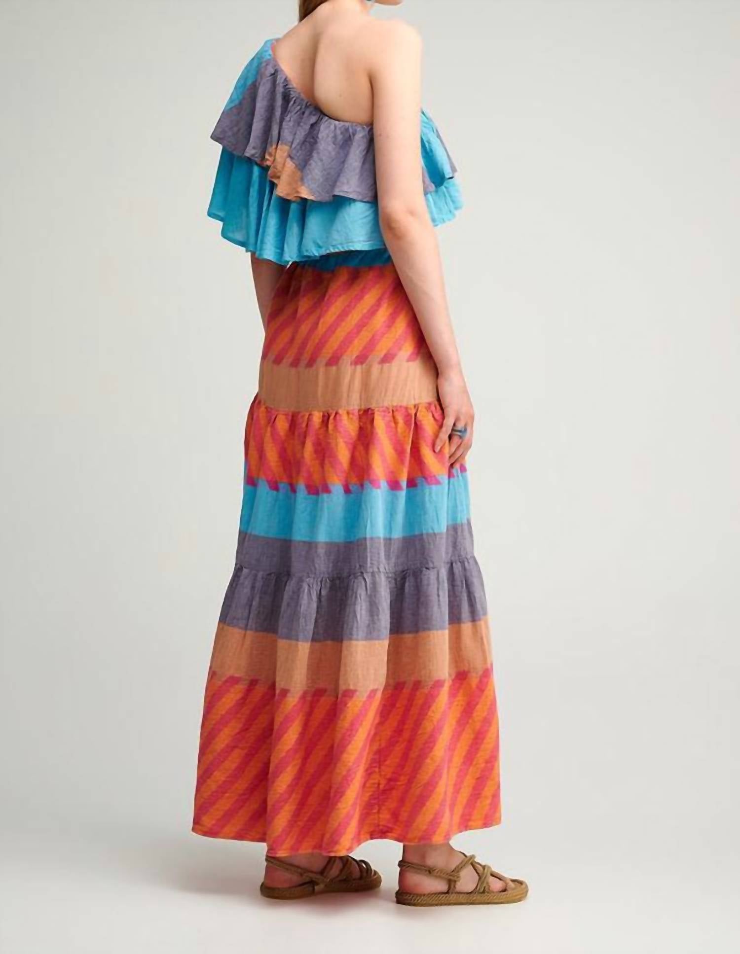 Pearl And Caviar - Cora Ruffled One Shoulder Maxi Dress