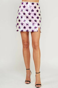 Strut & Bolt Star Sequin Skirt in ivory purple - women's skirt