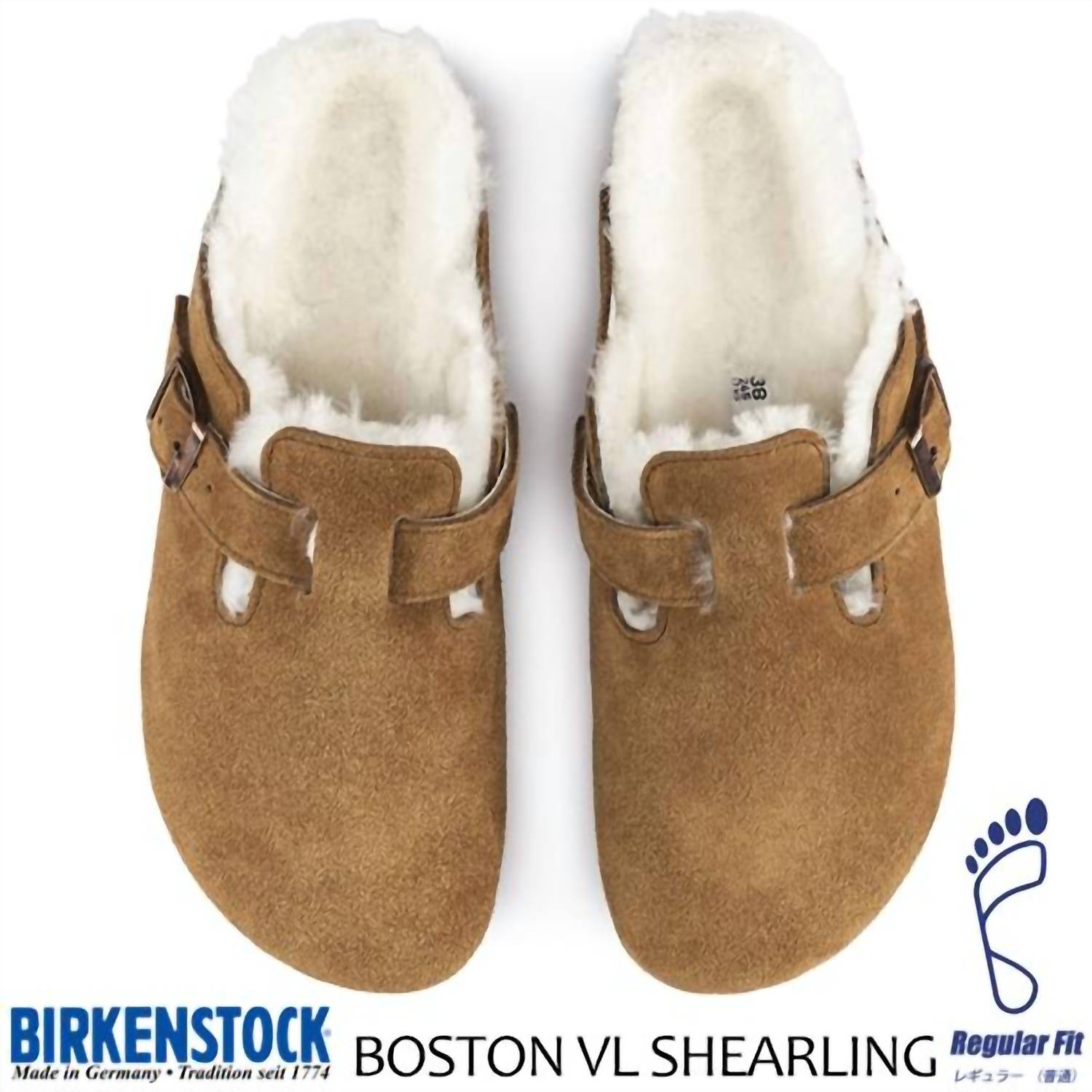 BIRKENSTOCK Unisex - Boston Suede Leather Shearling Clog in mink - item - detail view