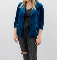 Skies Are Blue - Ruched Velvet Blazer