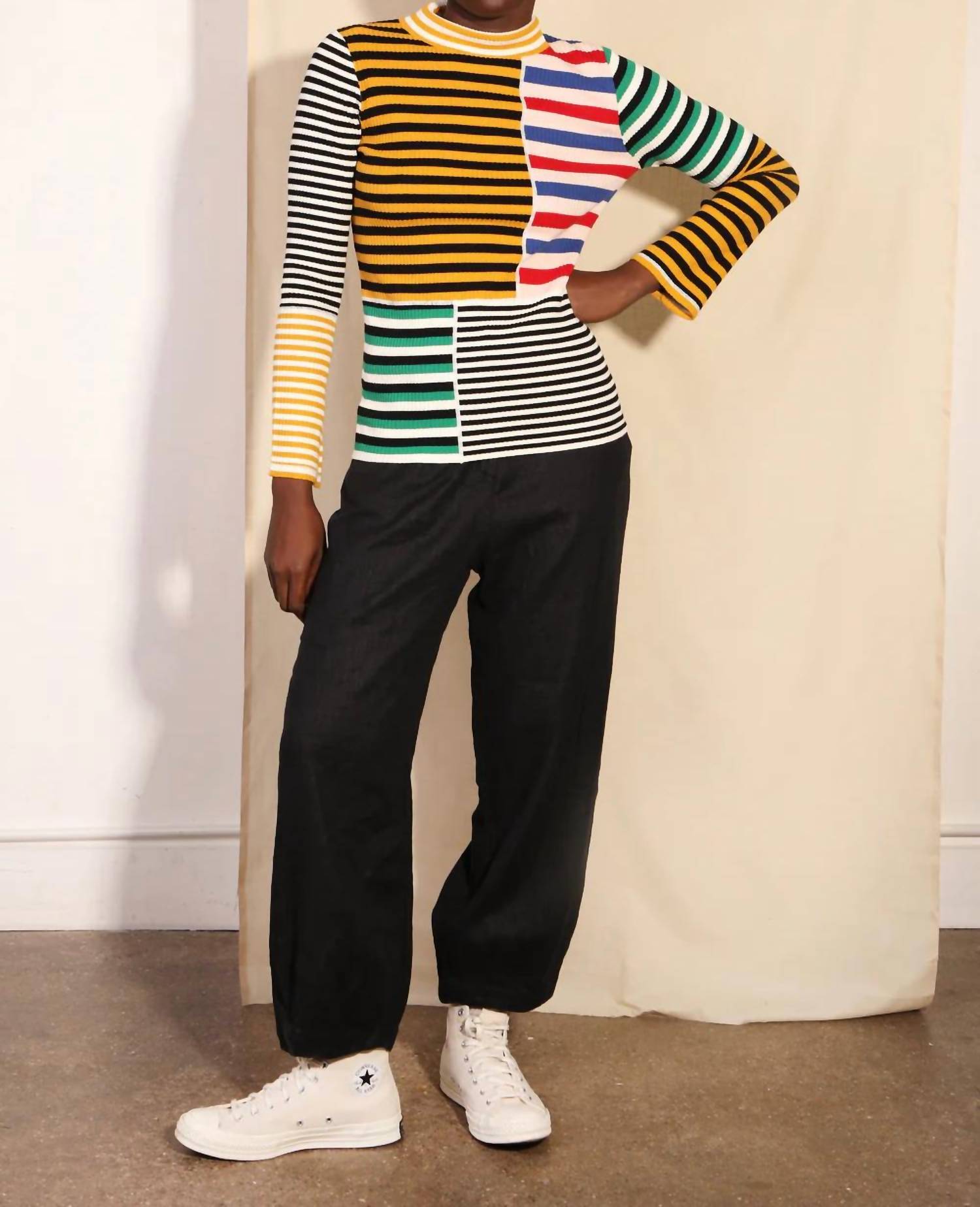 L.F. Markey - Cecil Stripe High Neck Top