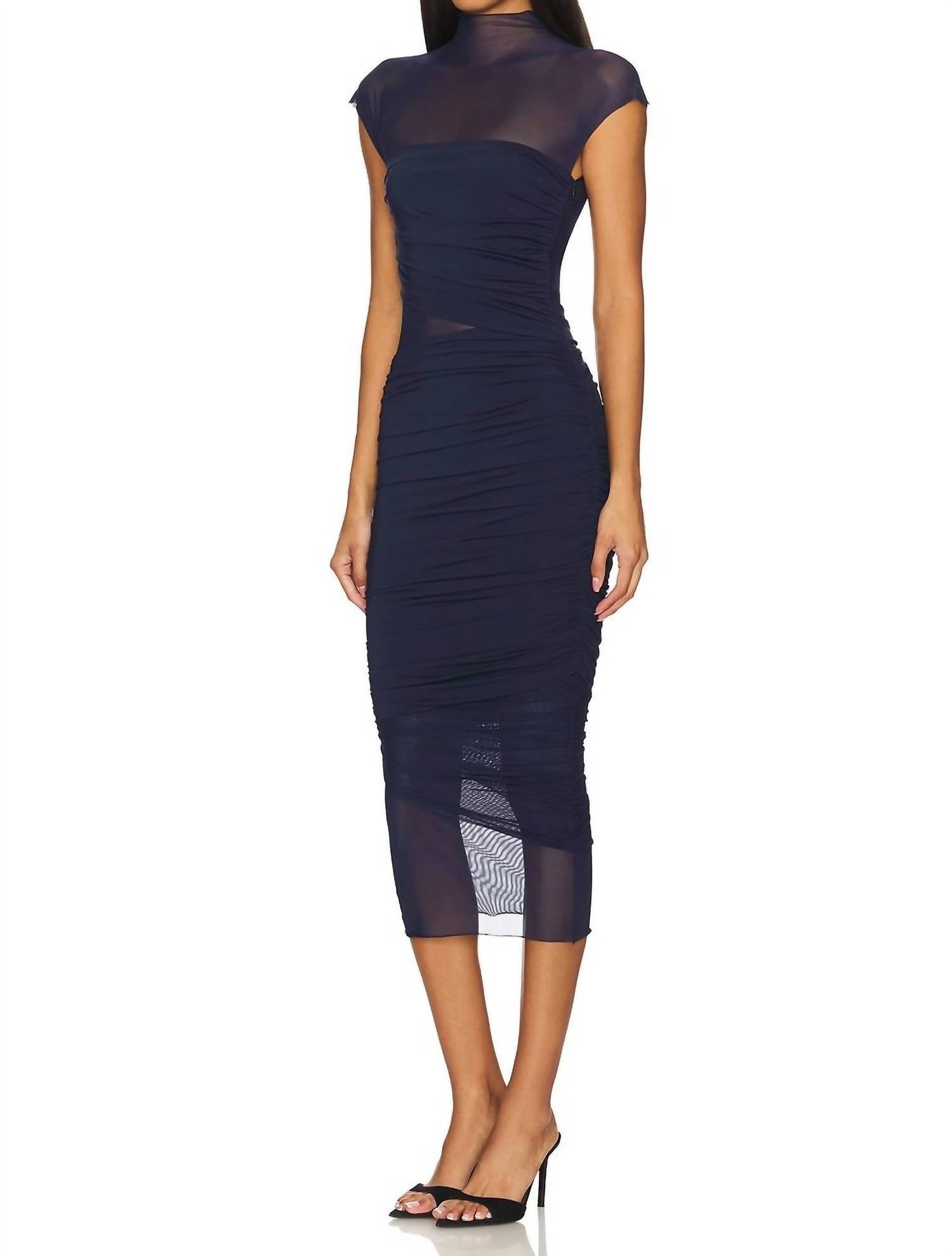Ser.O.Ya - Tabitha Mesh Ruched Midi Dress