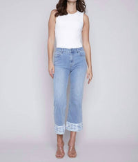 CHARLIE B Crochet Hem Jean in light blue - women's jeans - alternate view