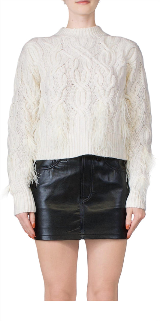 Vince - Feather Embellished Cable Sweater