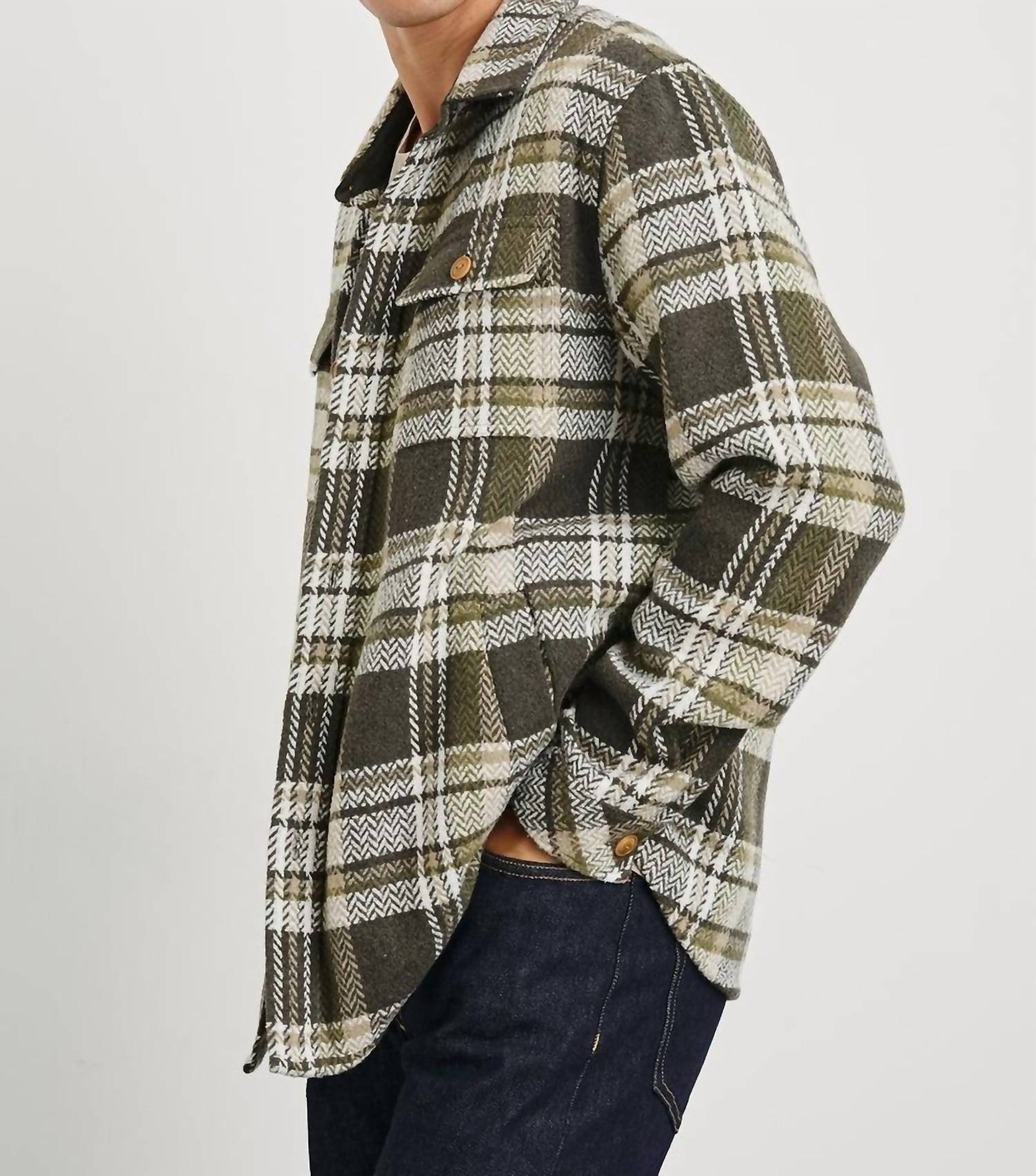 Rails Berkshire Flannel Shirt in grape leaf cedar - men's jacket - alternate view