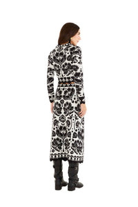 FARM RIO Floral Arabesque Knit Skirt in black white - women's skirt - alternate view