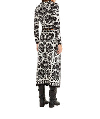 FARM RIO Floral Arabesque Knit Skirt in black white - women's skirt - detail view