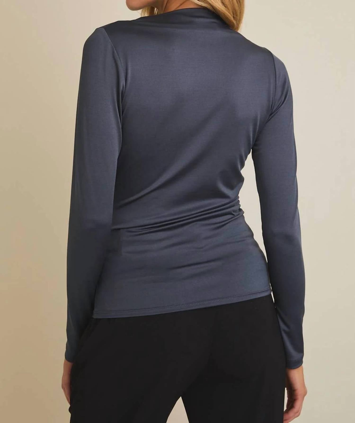 Gilli - Mock Neck Long Sleeve Shirring Detail Top