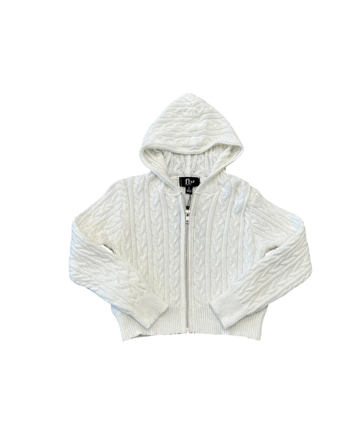 Flowers By Zoe - Girls' Cable Zip Hoodie Sweater