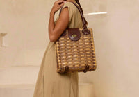 The Winding Road - Women's Large Rattan Handbag With Twist Closure