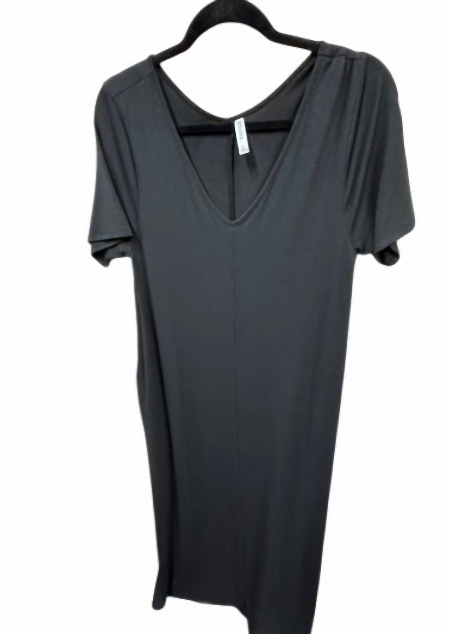 Zenana - Women's V Neck Long Tee Dress