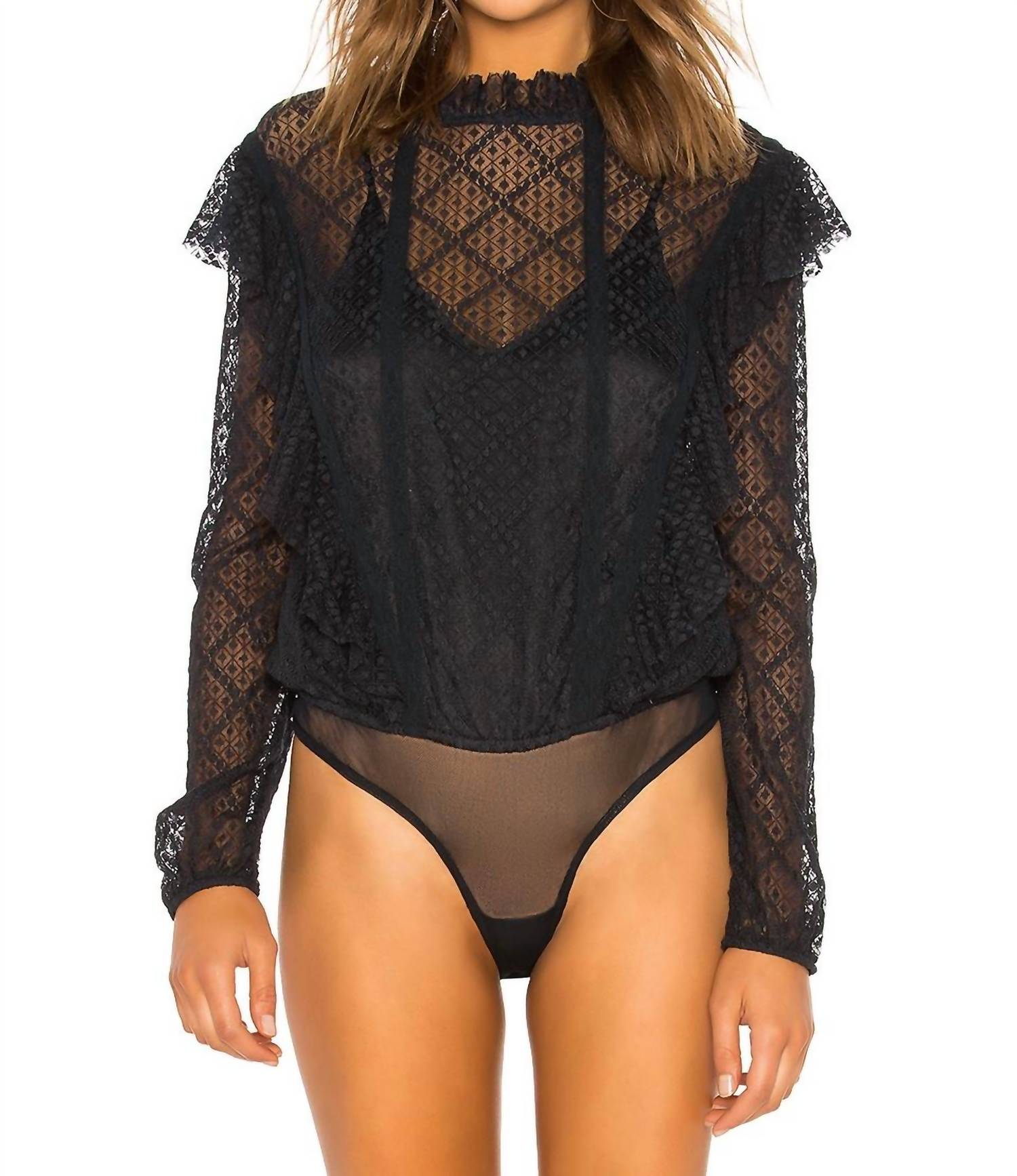 Free People Goldie Bodysuit in black - women's shirt - detail view