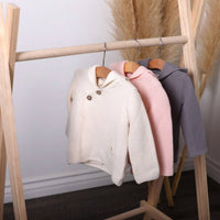 VIVERANO Organics Kid's Milan Pastel Hooded Sweater Knit Jacket in blush - item - detail view