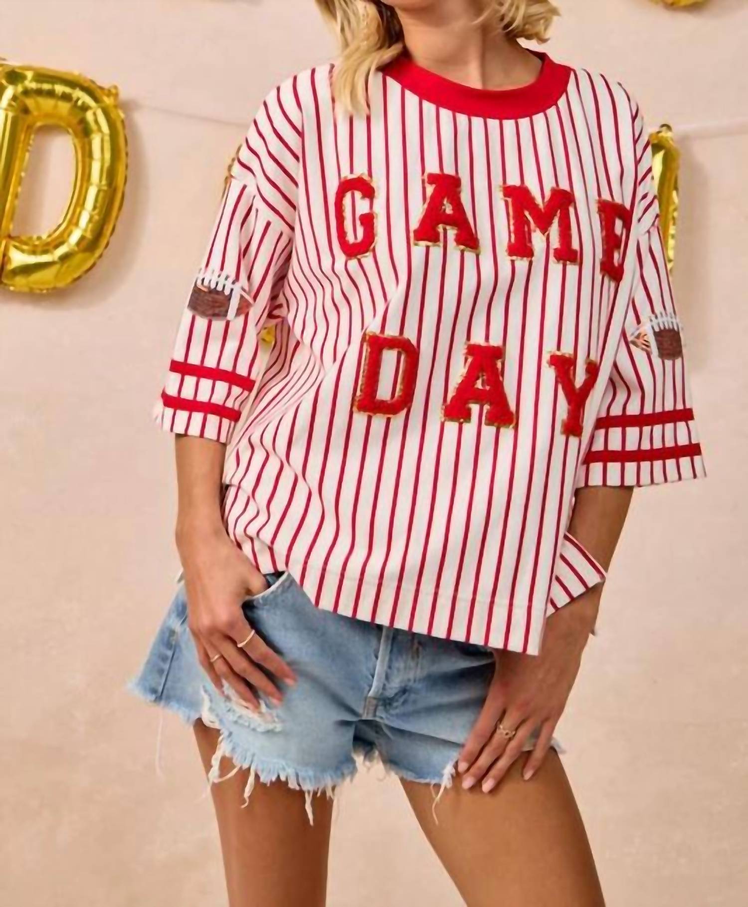 Gameday Couture - A-team Striped Game Day Top