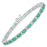 Diana M Jewels Women's Oval Natural Zambian Emerald Bracelet (4.98 Ct) - Statement in 14k white gold - women's jewelry - detail view