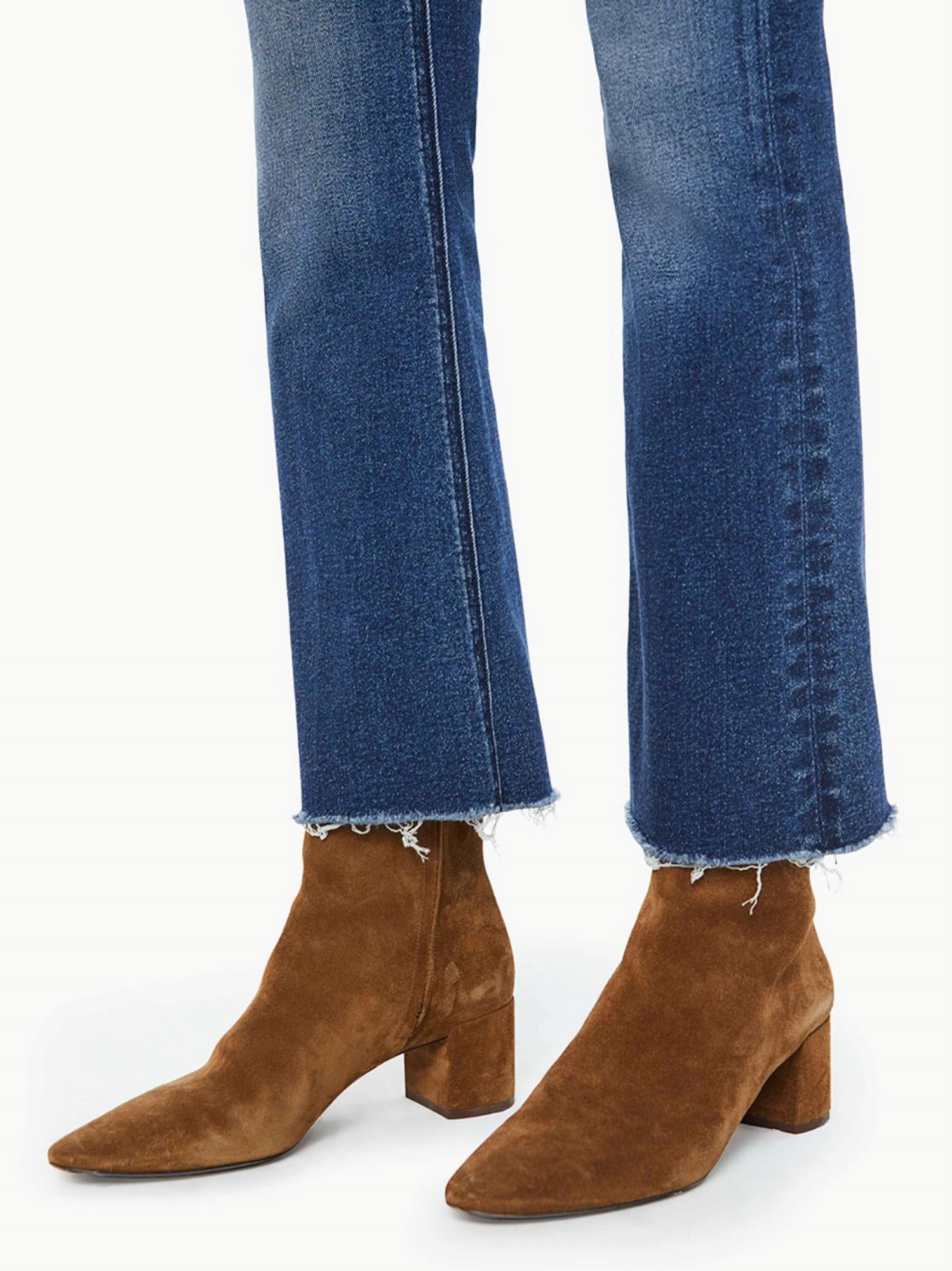Mother Outsider Ankle Fray Flare Jeans in uncharted waters - women's jeans - view 4
