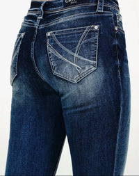 Grace In La - Simple stitches mid rise boot cut Jean