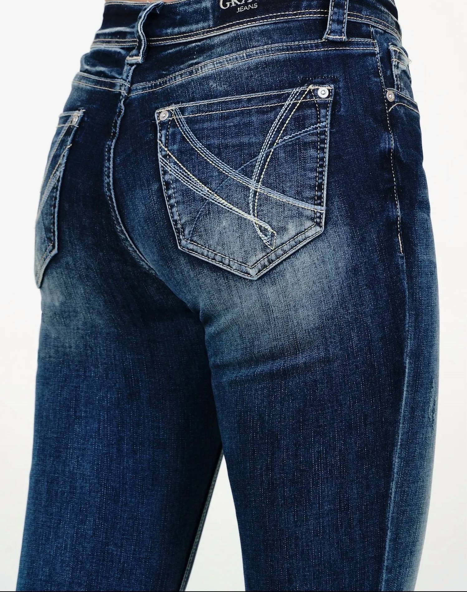 Grace In La - Simple stitches mid rise boot cut Jean