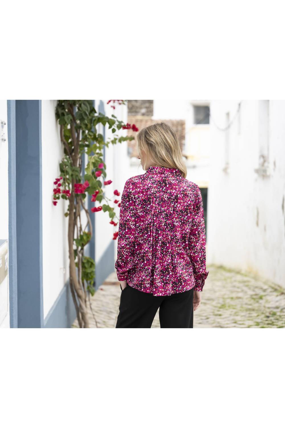 Marble - Collared Print Blouse