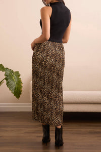TRIBAL Sleeveless Twofer Maxi Dress in leopard - women's dress - detail view