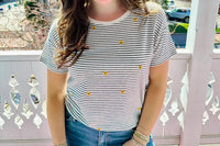 Charlie B - Women's Stripes Sunflowers Tee