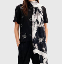 Desigual - FLORAL DENIM FOULARD SCARF
