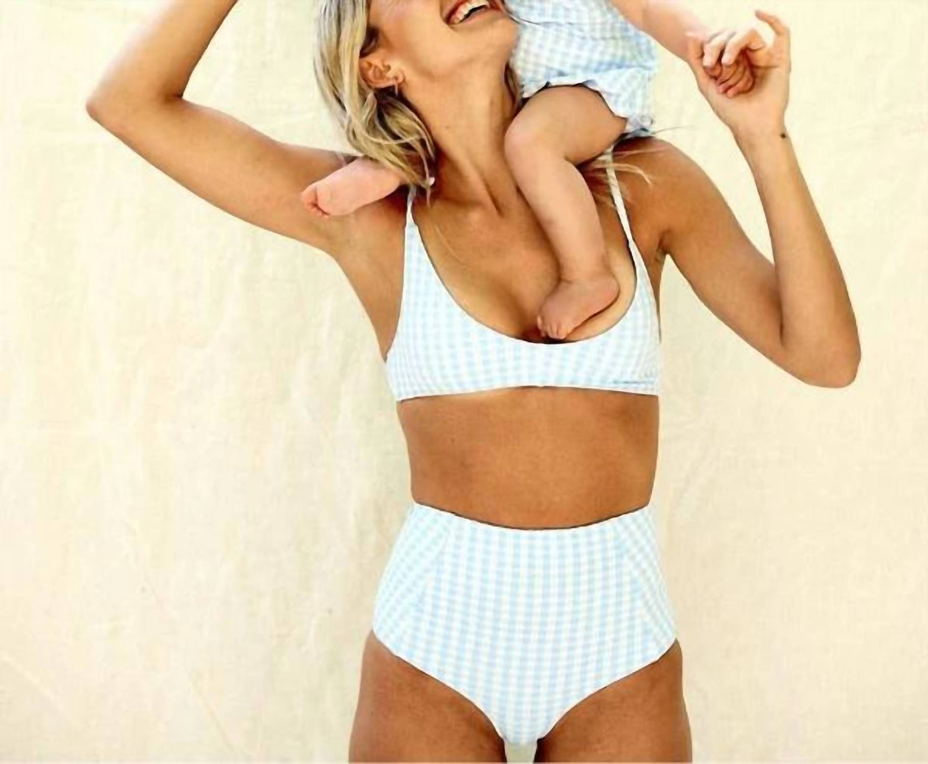CANOPEA Two Piece Mara and Leandra Swimsuit in blue gingham - women's swimwear - detail view