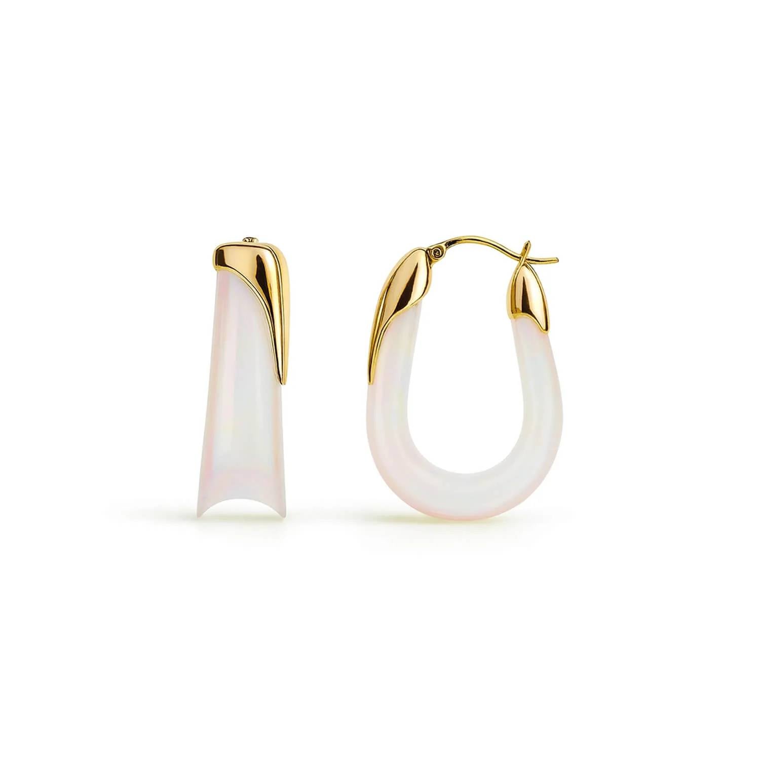Gold & Honey - Women's Sculpted U Lucite Birthstone Hoop Earrings
