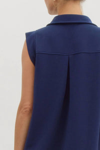 Entro - Textured Solid V Neck Dress