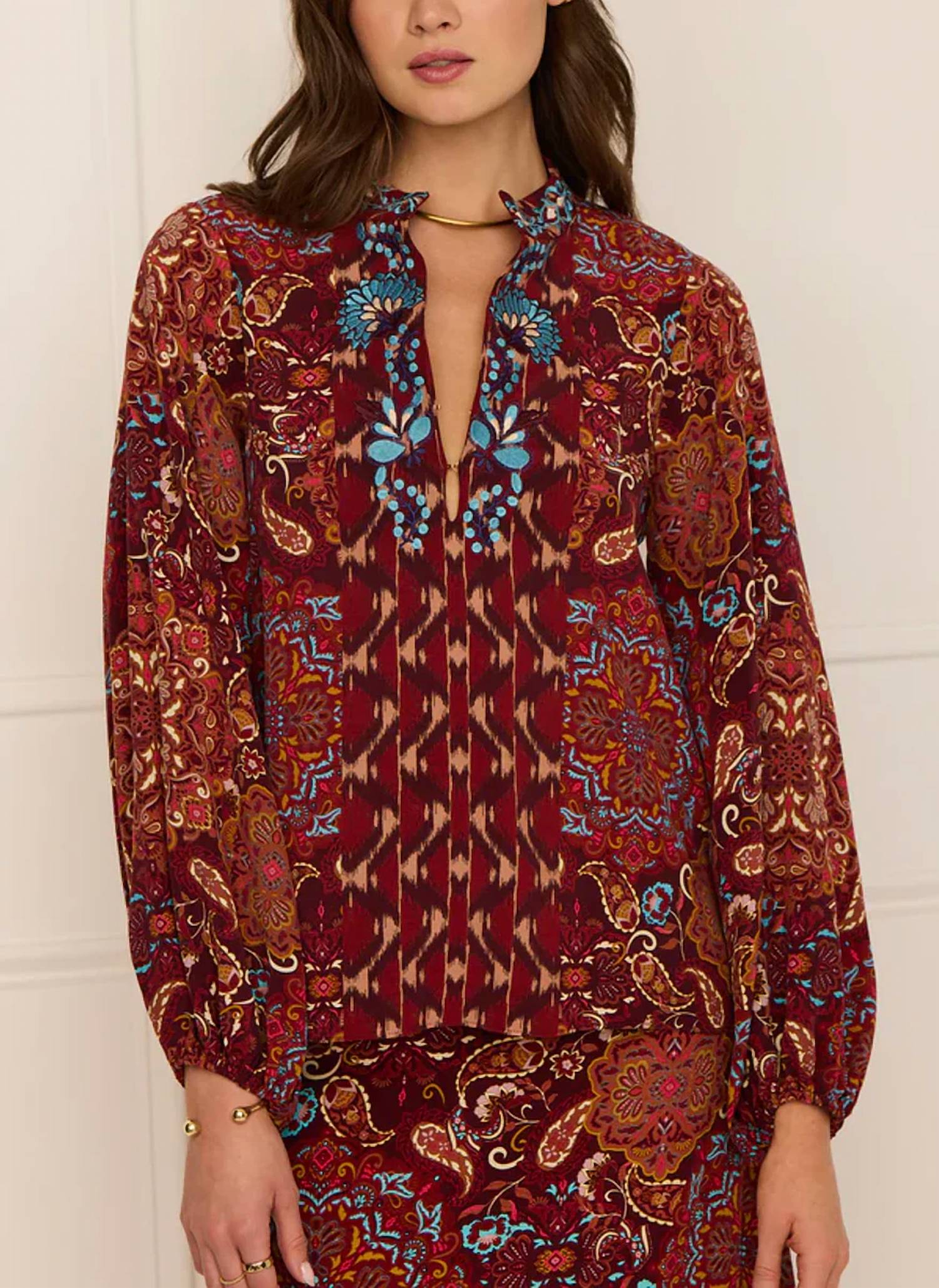 Figue - Kit Split V-neck Collar Top
