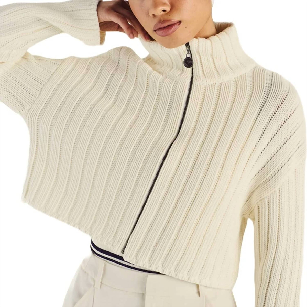 Malbon Golf - Allegra Chunky Knit Zip Up