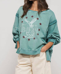 Trend:Notes - Americana Born Free Graphic Crewneck Top