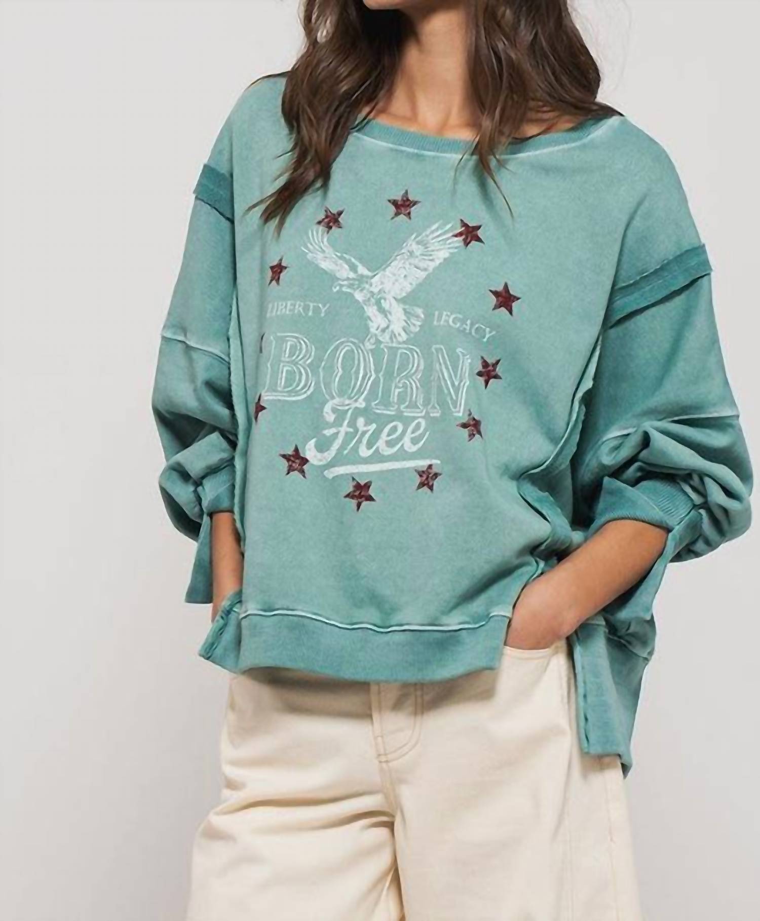 Trend:Notes - Americana Born Free Graphic Crewneck Top