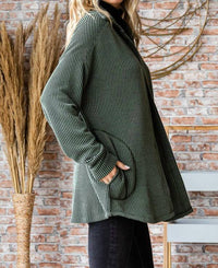 7Th Ray - Plus Size Ribbed Button-front Cozy Cardigan