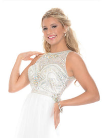 Precious Formals - Stoned Bodice And Soft Flowy Skirt Prom Dress