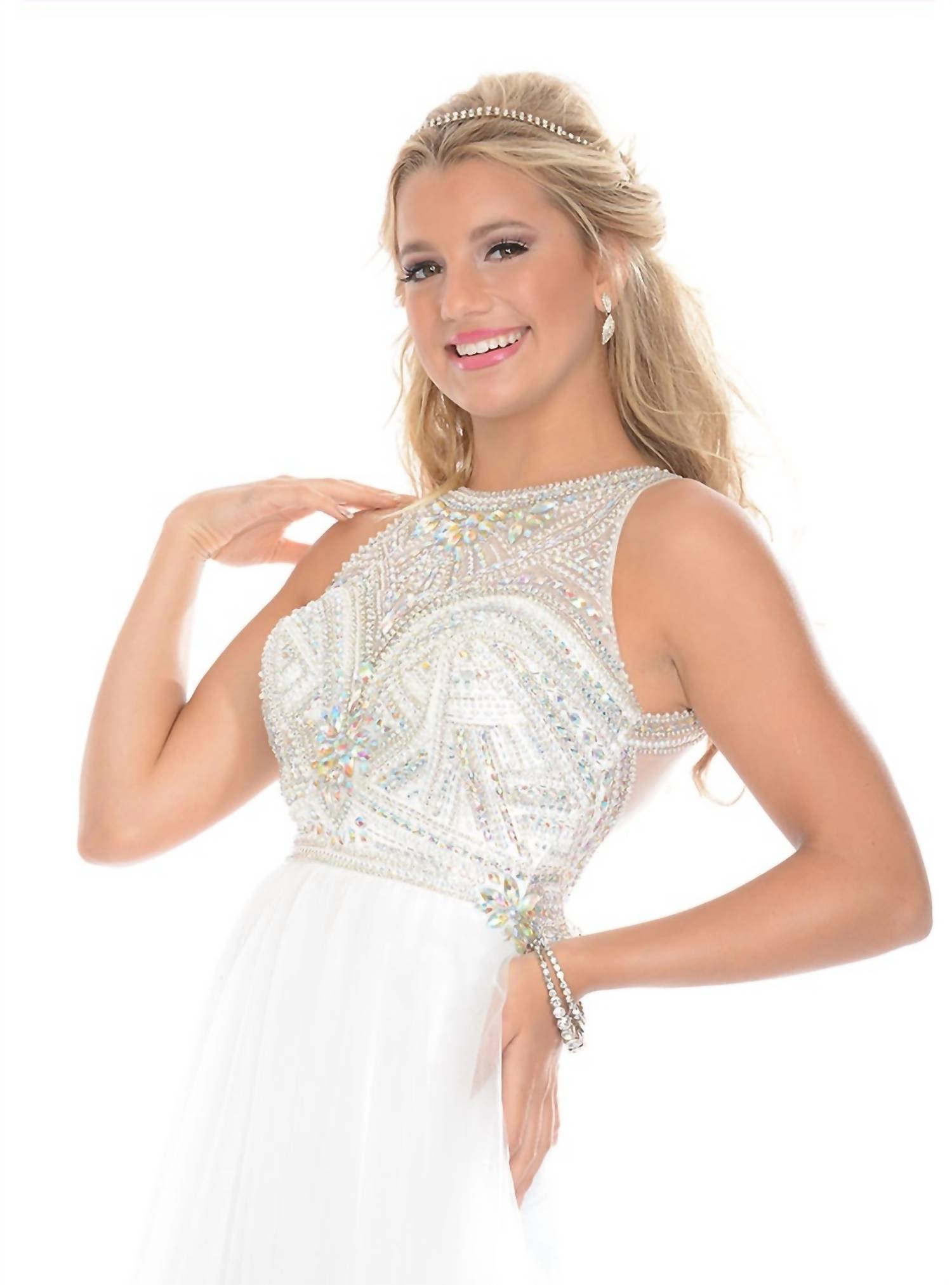 Precious Formals - Stoned Bodice And Soft Flowy Skirt Prom Dress