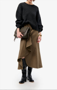 vanessabruno Florida Midi Skirt in khaki - women's skirt