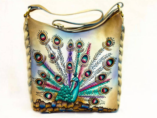 Magnifique - Women's Hand Painted Leather Braided Bag