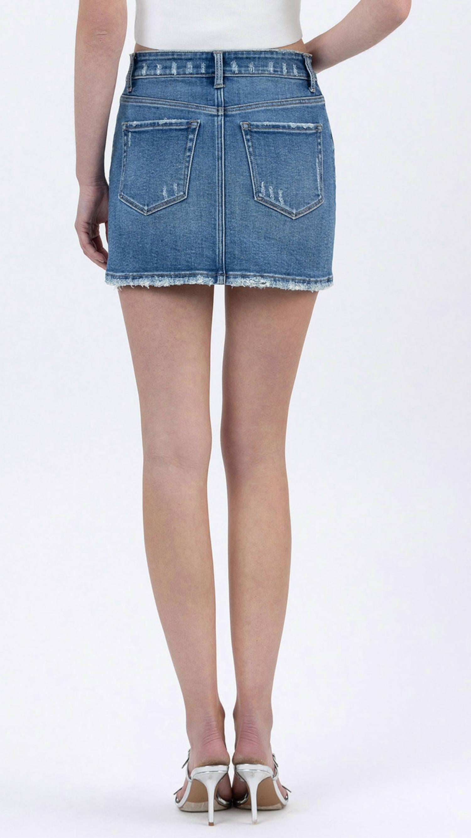Vervet By Flying Monkey - Mid Rise Denim Mini Skirt