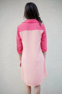Karlie - Color Block Shirt Dress