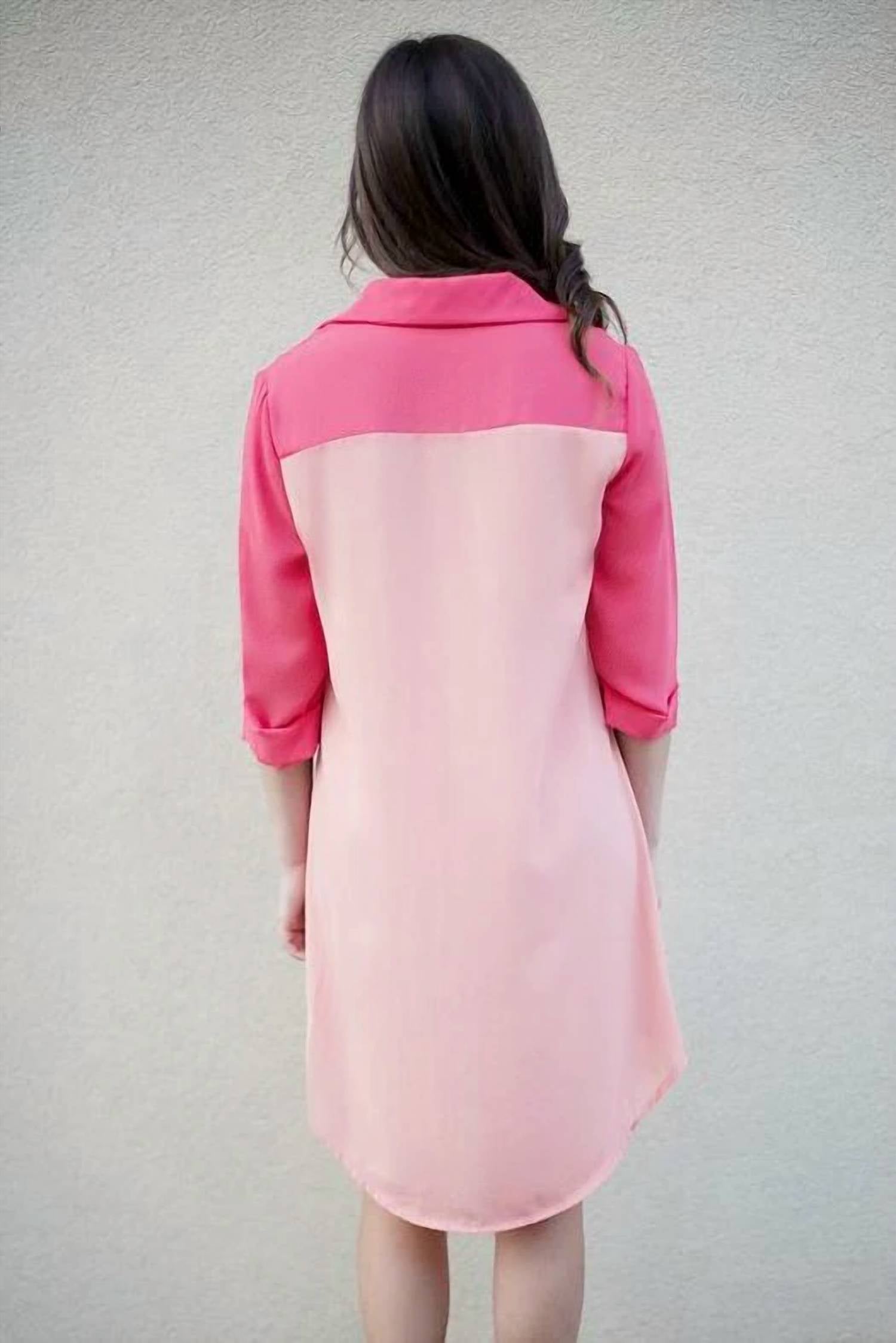 Karlie - Color Block Shirt Dress