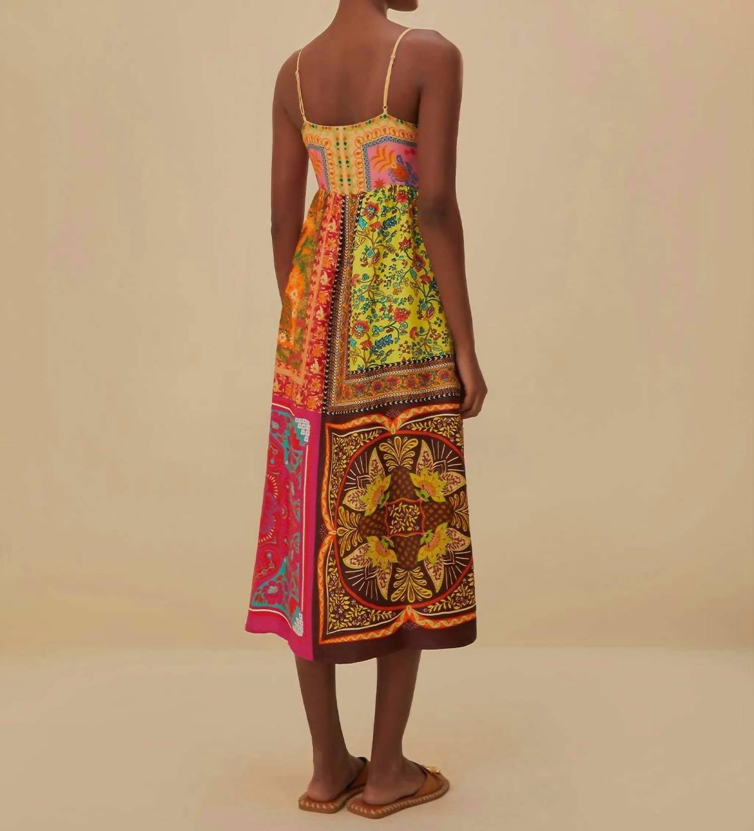 Farm Rio - Mixed Scarves Midi Dress