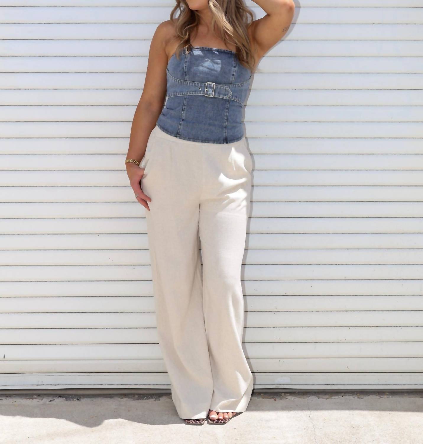 Emory Park - Buckle Up Denim Top