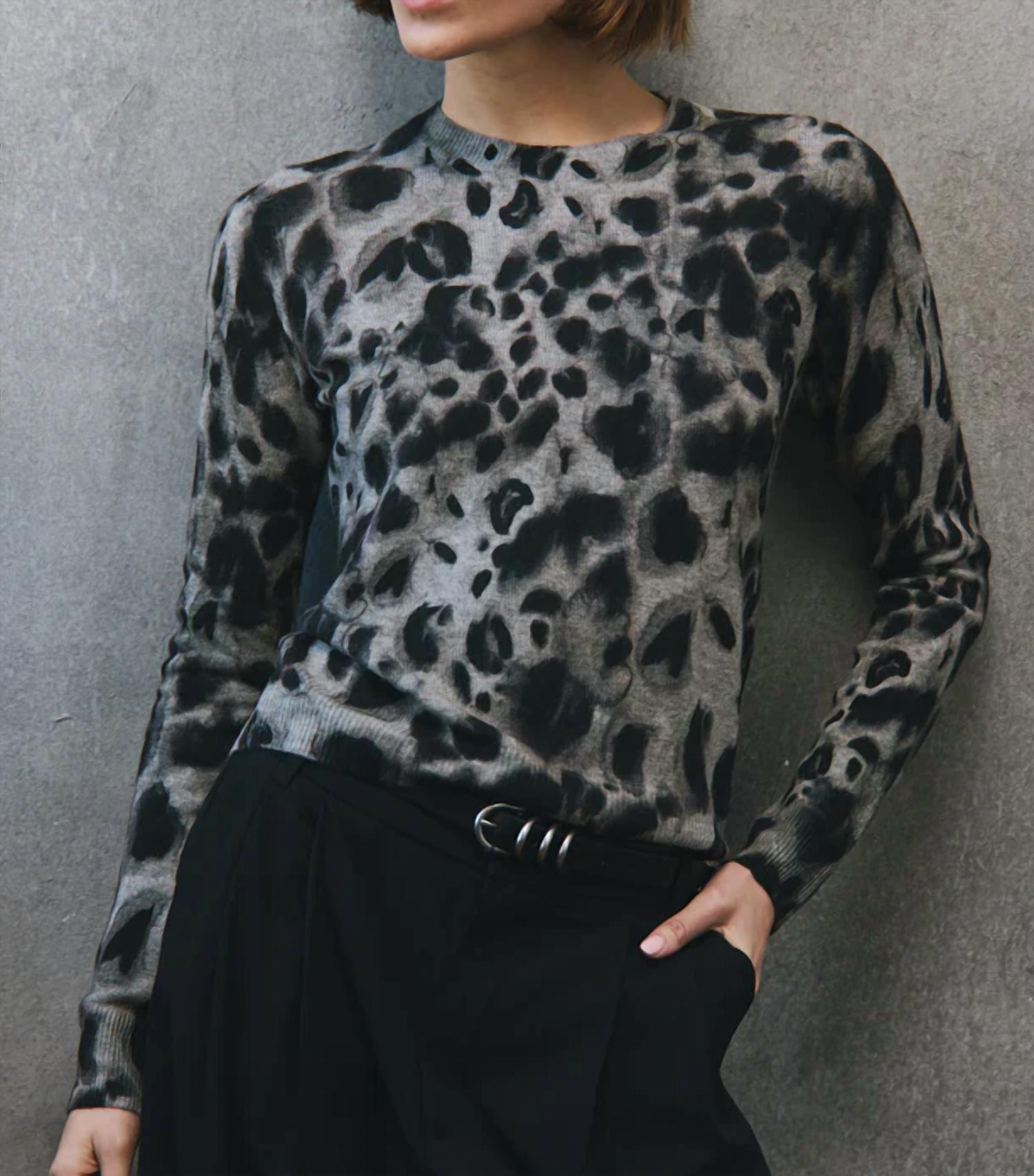 Autumn Cashmere - Watercolor Print Cheetah Crew Sweater
